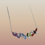 925 Sterling Silver Multi-Colored Stones & Zirconia Necklace