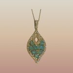 18K Gold Plate over 925 Sterling Silver Aqua Chalcedony Marquise Oval / Pendant / Zirconia