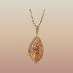 18K Gold Plate over 925 Sterling Silver Pink Chalcedony Oval / Pendant / Zirconia