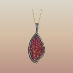 18K Gold Plate over 925 Sterling Silver Fuchsia Chalcedony Oval / Pendant / Zirconia