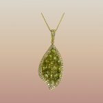 18K Gold Plate over 925 Sterling Silver Peridot Oval Pendant / Zirconia